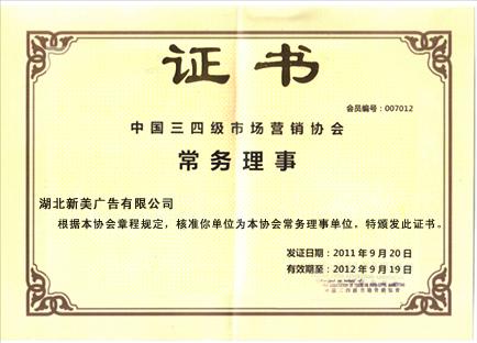 中国三四级市场营销协会常务理事